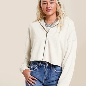 Buckle Women's Off-White Zip-Up Hoodie